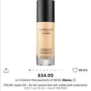 bareMinerals Makeup - bare minerals bare pro liquid foundation bareMinerals Makeup - bare minerals bare pro liquid foundation